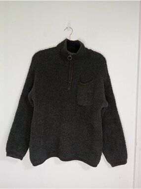 Aerie Pullover Sweater Fuzzy Quarter-Zip In Dark Gray Size Small Womens